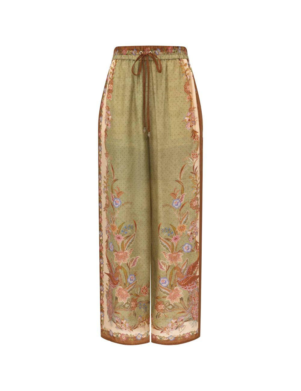 Pantaloni indra con stampa floreale in verde Zimmermann - donna 