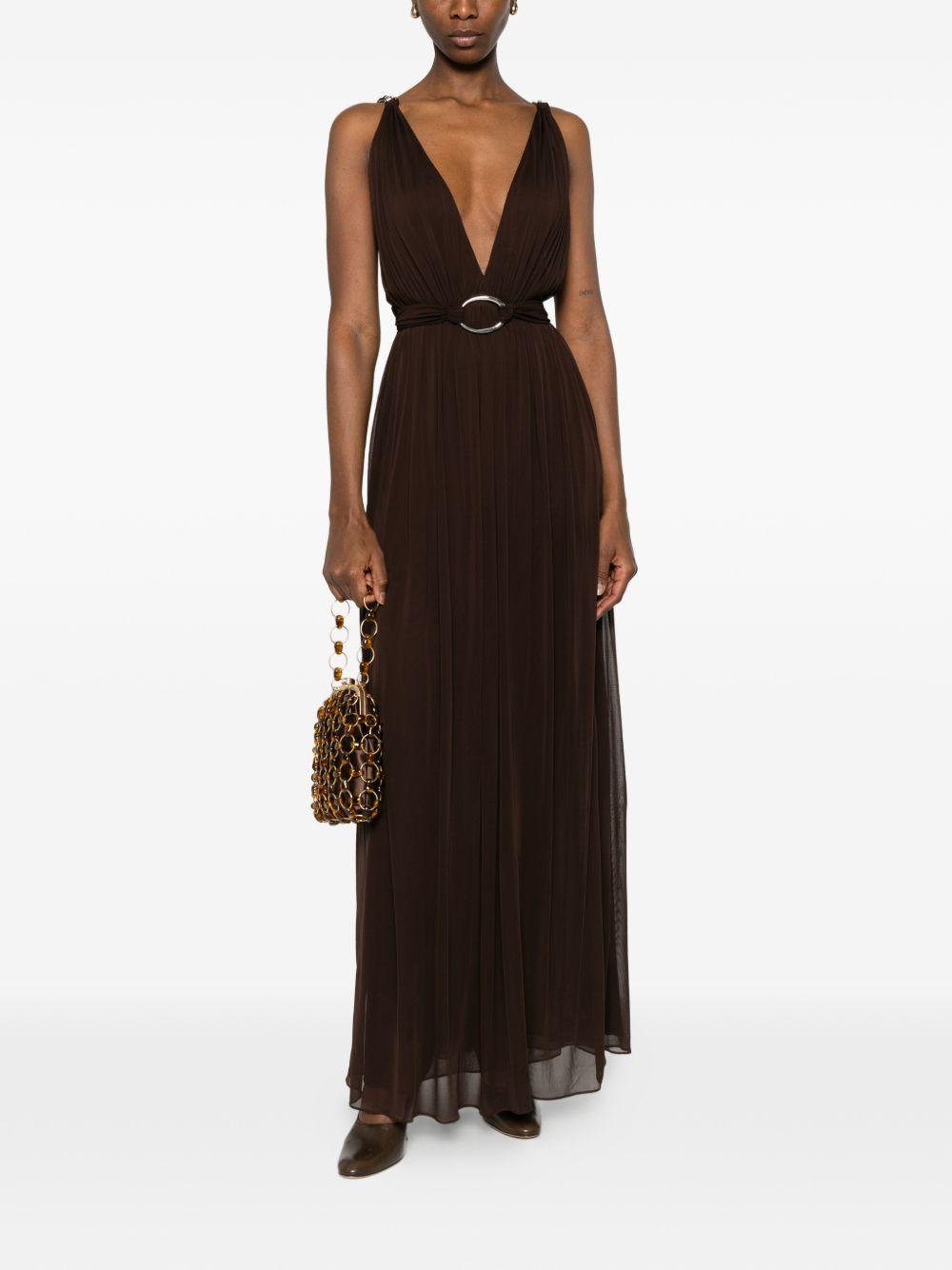 Abito maxi con scollo a V in marrone Tory Burch - donna 