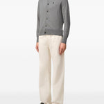 Cardigan ricamato in grigio Ami paris - uomo 