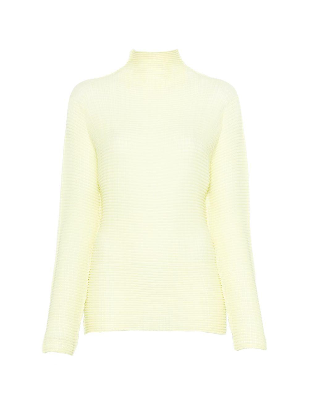 Top a maniche lunghe con design plissettato in giallo lime Issey miyake  - donna 