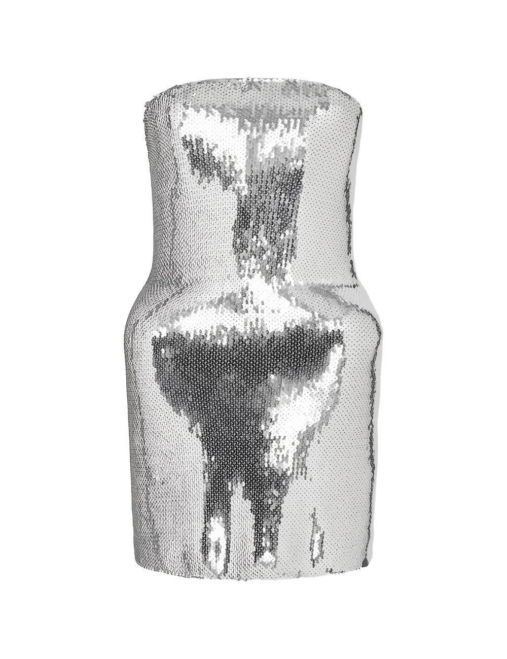 Mini abito con paillettes e fianchi imbottiti in argento David koma - donna 