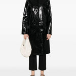 Cappotto in pelle effetto coccodrillo in nero Toteme - donna 