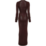 ABITO LUNGO SCOLLO A V in marrone Entire Studios - donna 