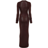 ABITO LUNGO SCOLLO A V in marrone Entire Studios - donna 