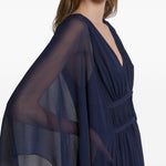 Abito lungo con scollo a V in blu Alberta ferretti - donna 