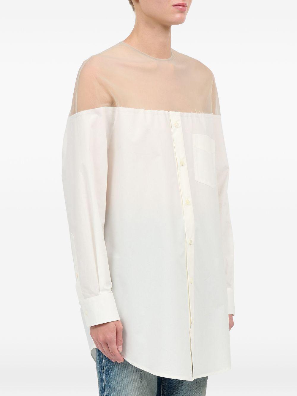 Camicia lunga con inserto trasparente in bianco Mm6 maison margiela - donna 