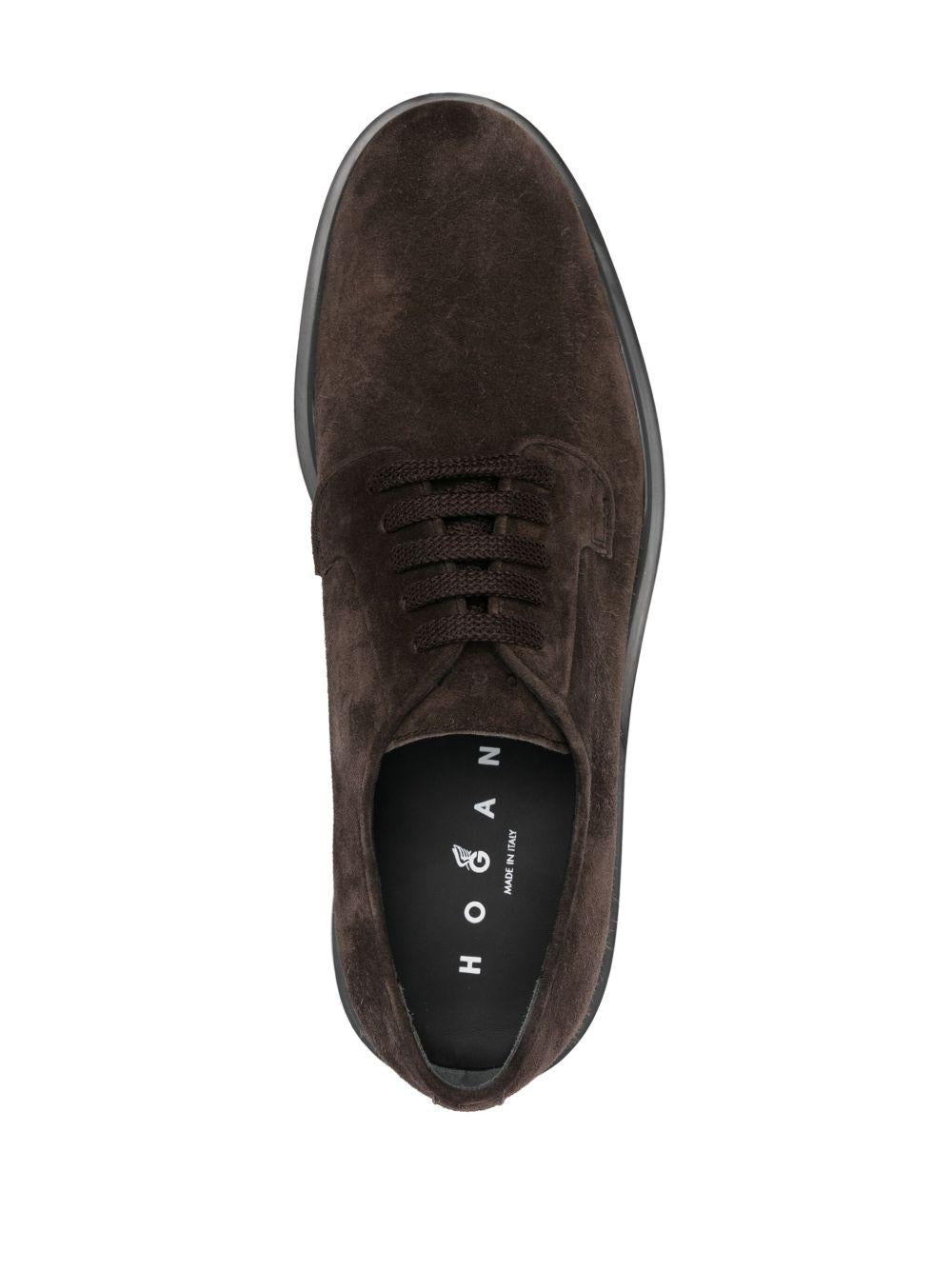 Derby strigate in suede in marrone Hogan - uomo 