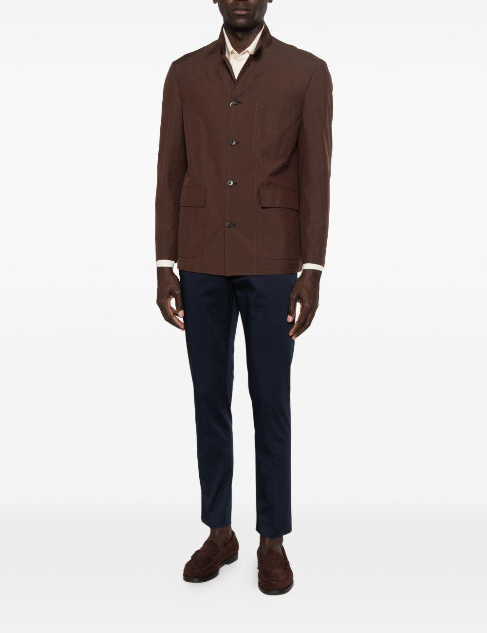 Giacca-camicia con tasche in marrone Grayed - uomo 