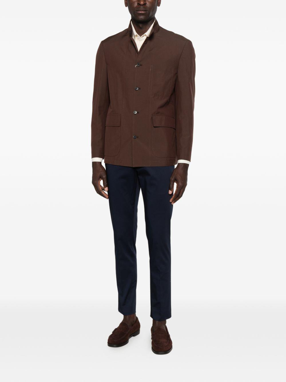 Giacca-camicia con tasche in marrone Grayed - uomo 