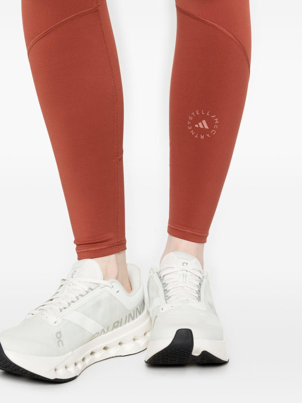 Leggings con logo in rosso terracotta Adidas by Stella Mc Cartney - donna 