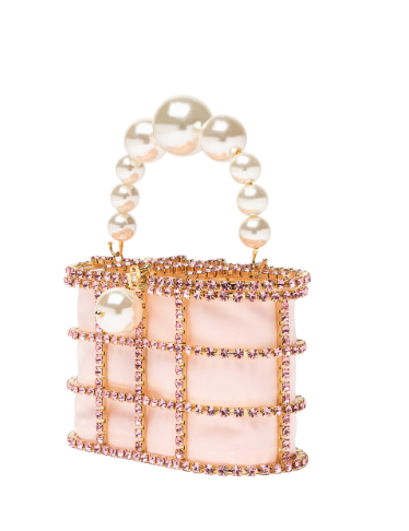 Borsa a mano con cristalli e perle holli in rosa Rosantica - donna 