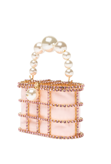 Borsa a mano con cristalli e perle holli in rosa Rosantica - donna 