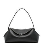 Borsa in pelle con chiusura a T in nero 