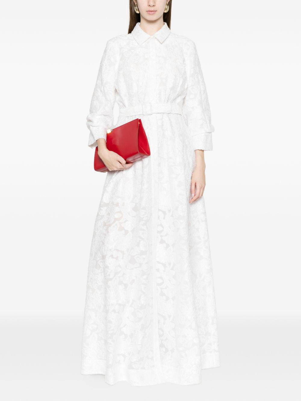 Abito lungo Courtney con cintura e decorazioni floreali in bianco Simkhai - donna 