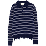 Polo a righe effetto usurato in blu e bianco Shushu/tong - donna 