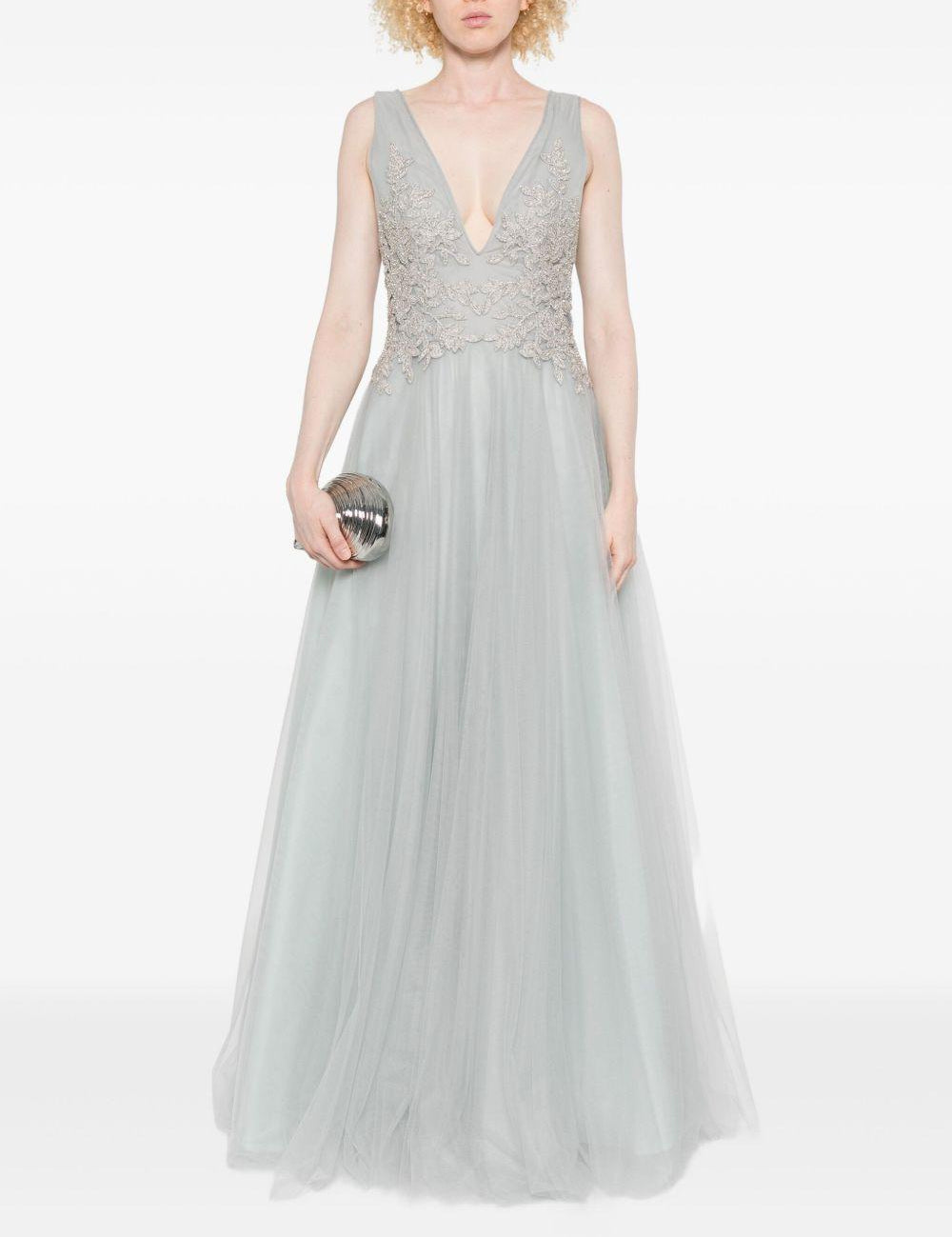 Abito lungo con scollo a V in grigio Costarellos - donna 