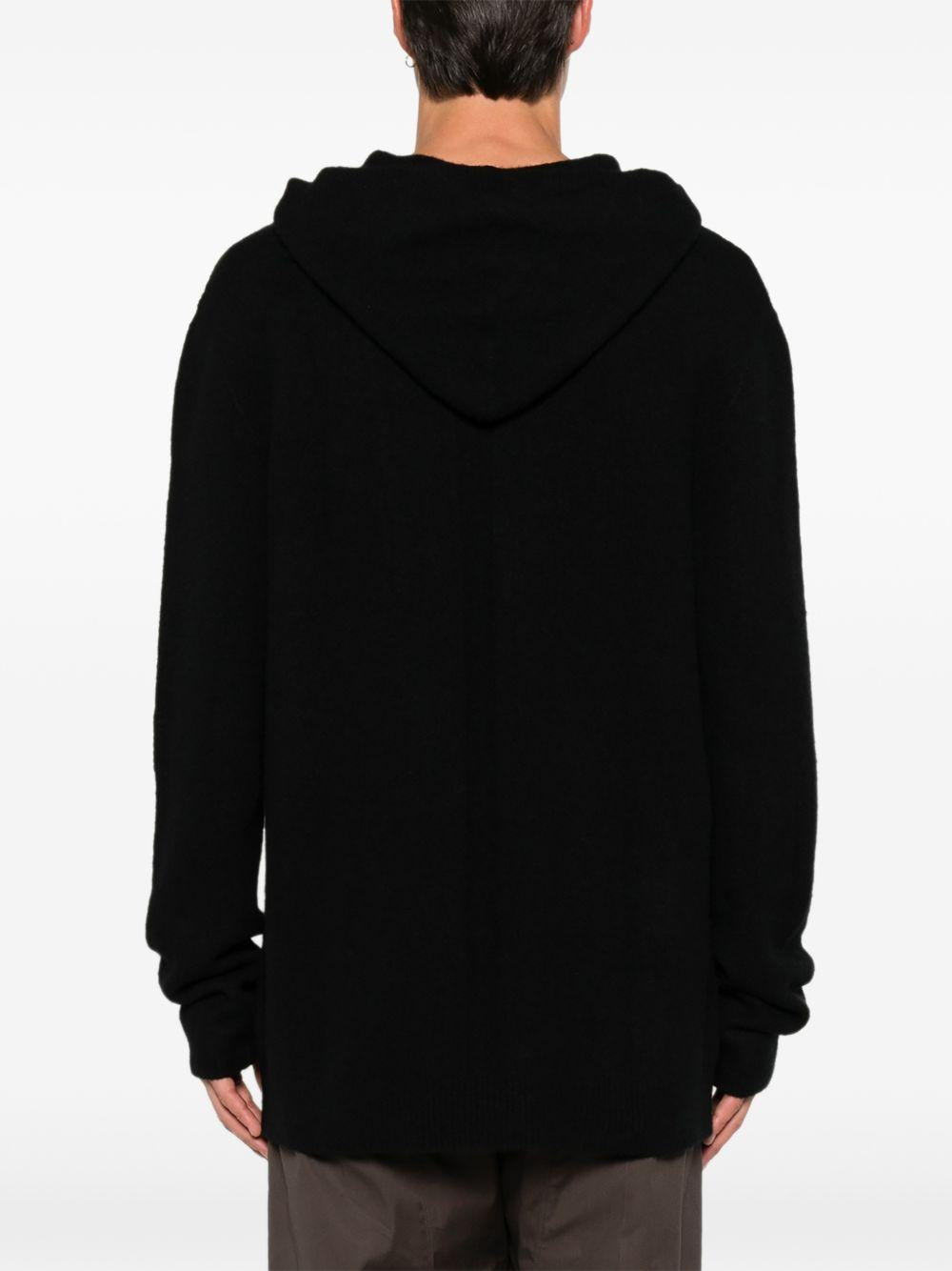 Maglione con cappuccio in cashmere in nero 