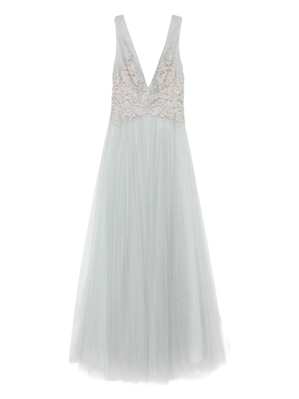 Abito lungo con scollo a V in grigio Costarellos - donna 