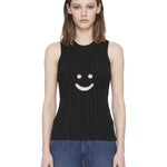 Canotta a coste con motivo smiley in nero Melitta Baumeister - donna 