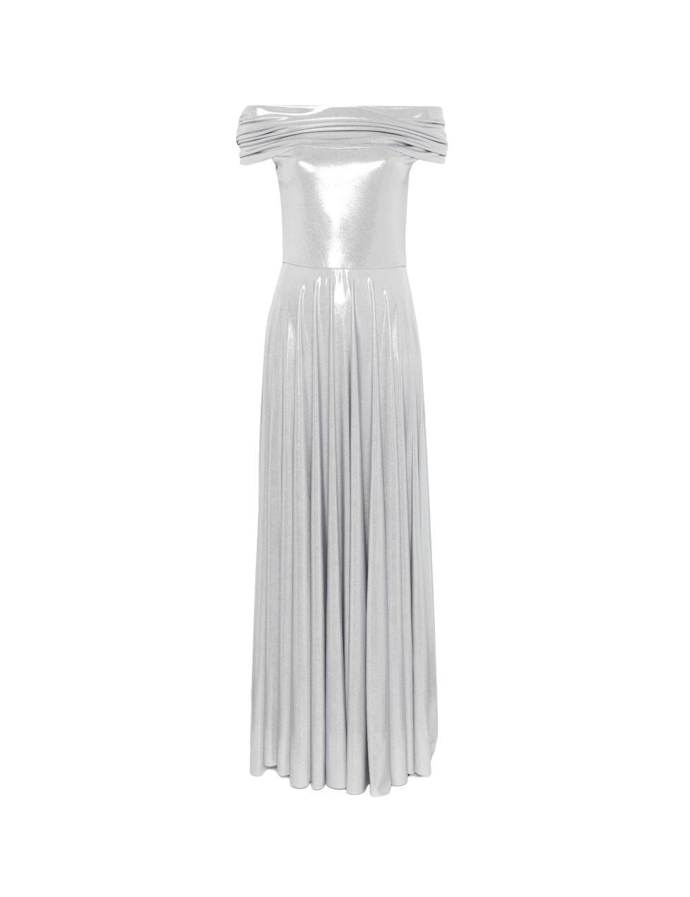 Abito maxi con spalle scoperte in argento Norma Kamali - donna 