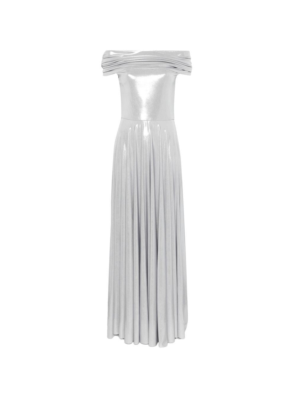 Abito maxi con spalle scoperte in argento Norma Kamali - donna 