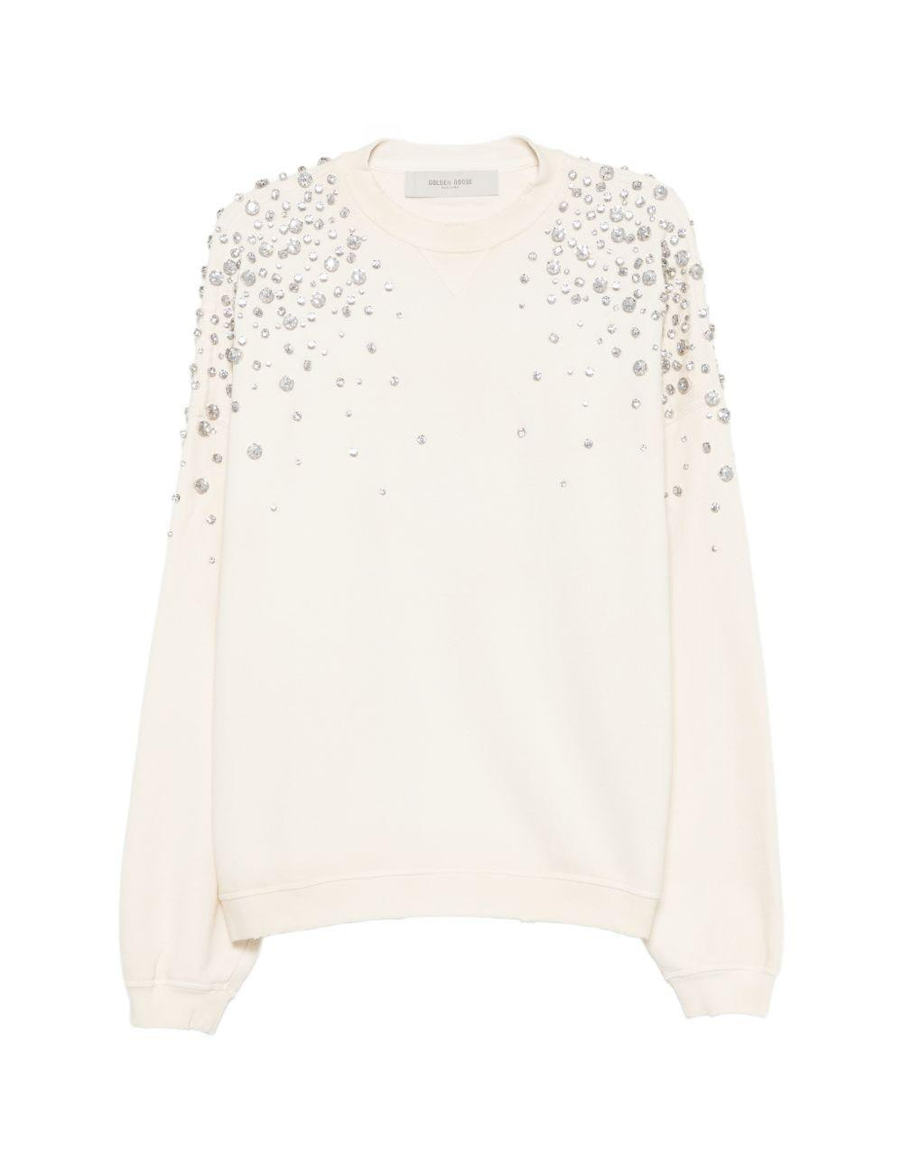 Felpa Star con cristalli in cotone bianco 