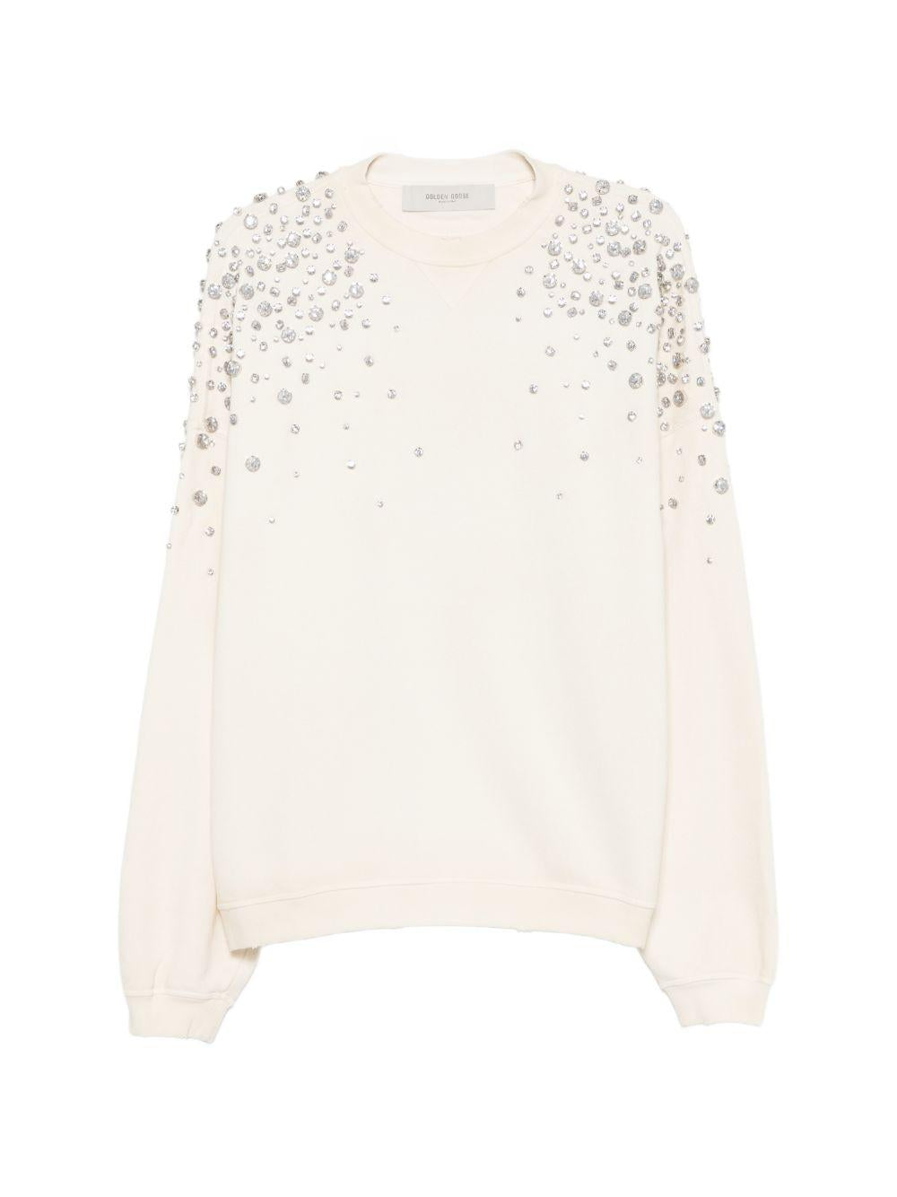 Felpa Star con cristalli in cotone bianco 
