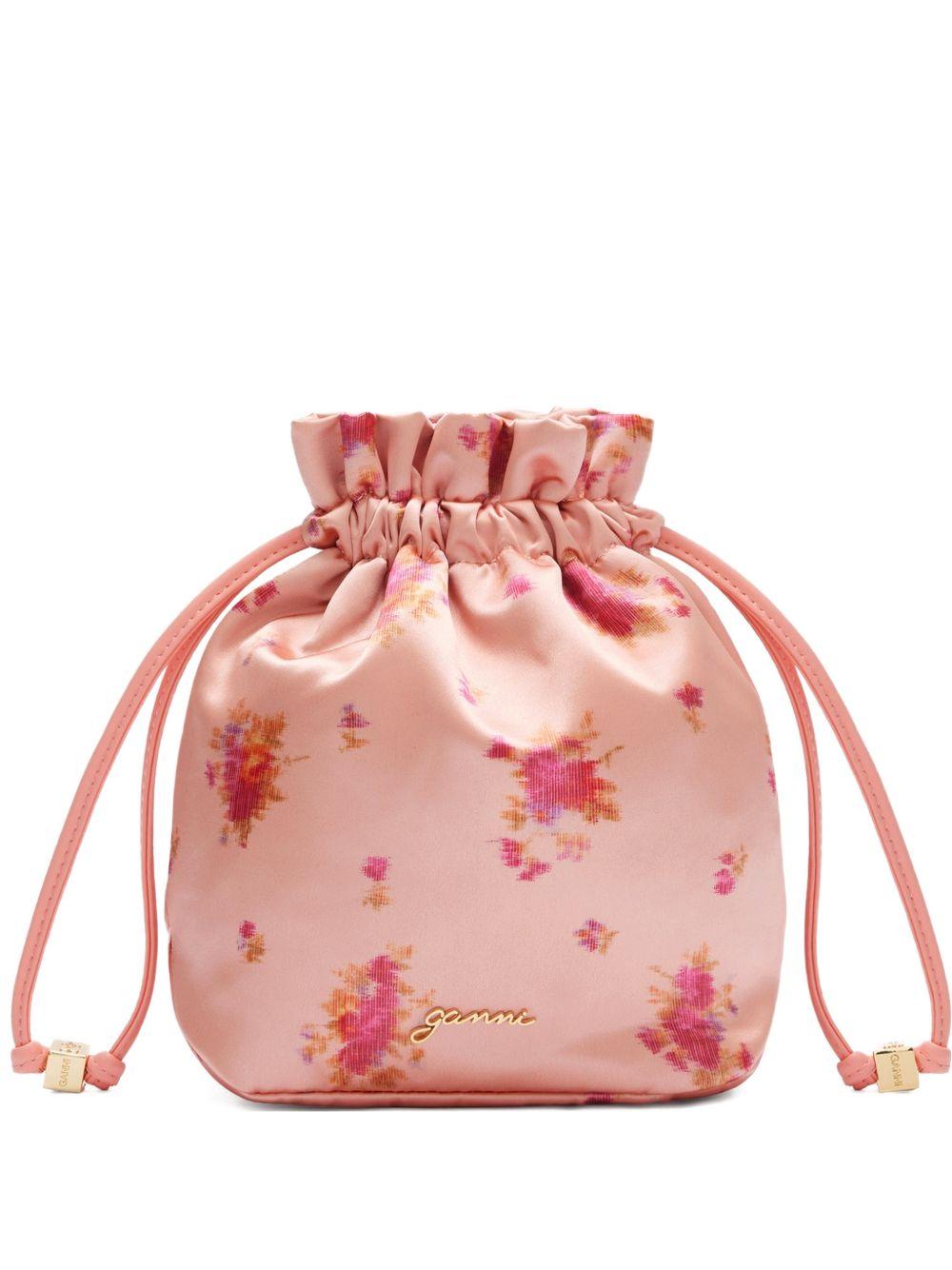 Borsa a fiori con coulisse in rosa Ganni - donna 