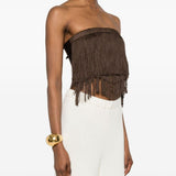 Top con frange Dara in marrone Bless - donna 