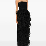 Abito lungo senza spalline con ruches in nero Viktor&rolf - donna 