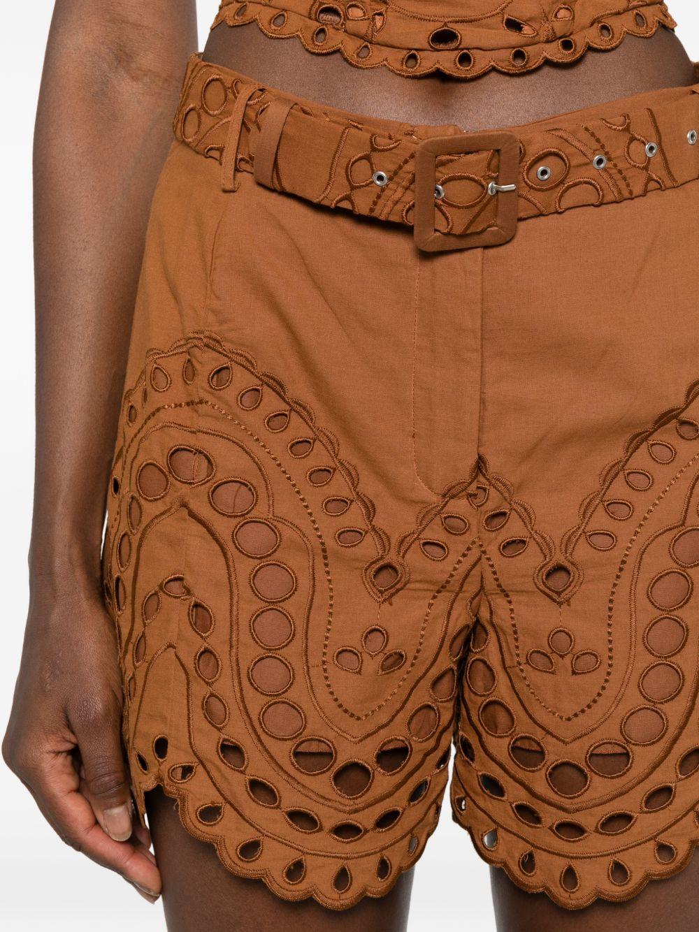 Shorts dune in broderie-anglaise con cintura in marrone Charo ruiz ibiza 1989 - donna 