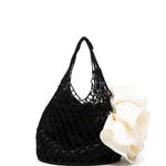 Borsa a mano devana con fiore in nero e beige MAGDA BUTRYM - donna 