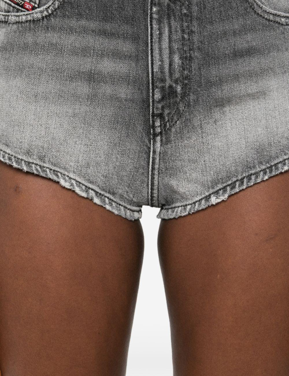 Shorts in denim con cut-out de-lunar in grigio Diesel - donna 