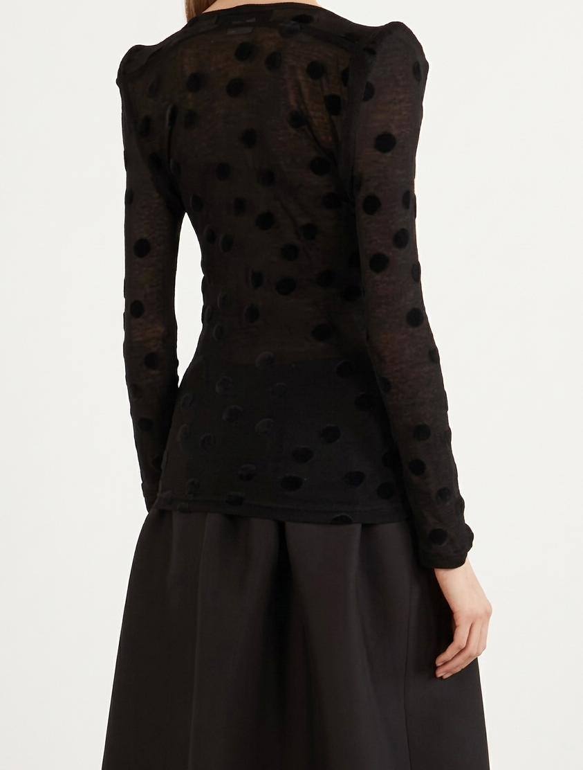 Top in jersey di cotone floccato a pois  in nero Junya watanabe - donna 