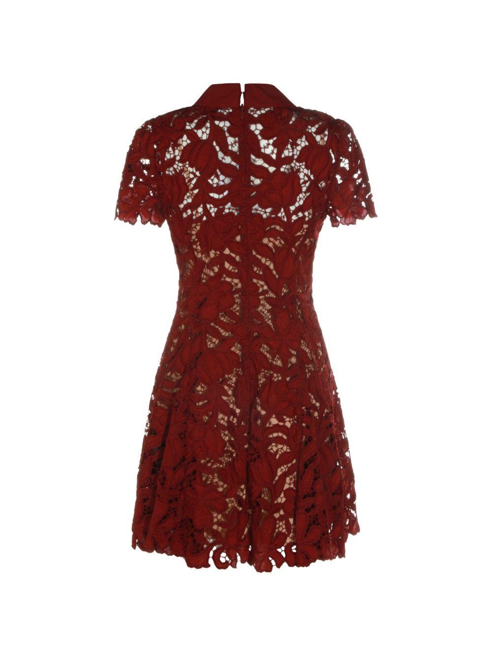 Abito mini in pizzo in bordeaux 