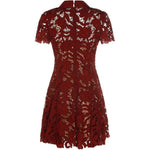 Abito mini in pizzo in bordeaux 