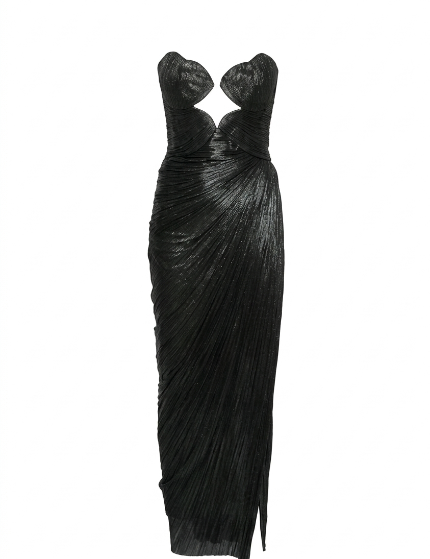 Abito maxi plisse amisha in verde scuro Maria lucia hohan - donna 
