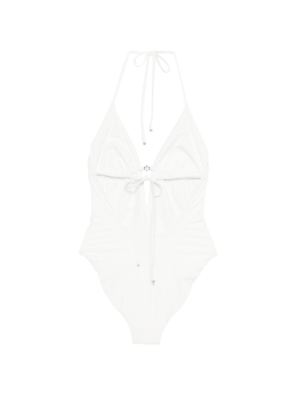 Costume da bagno con targa logo in bianco Tory burch - donna 