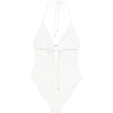 Costume da bagno con targa logo in bianco Tory burch - donna 