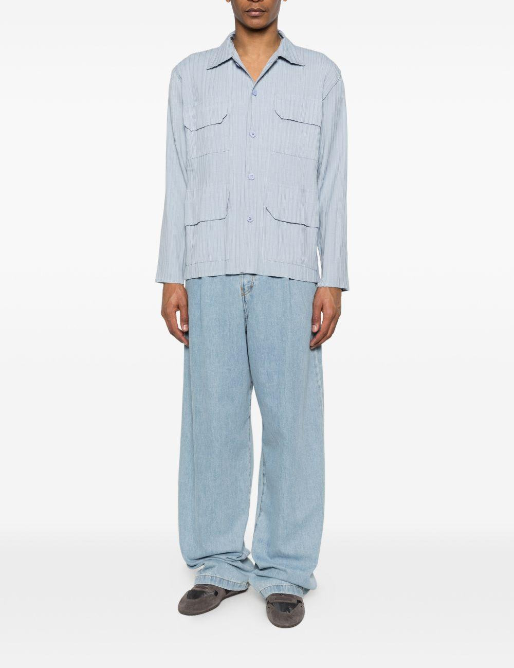 Camicia con taschino in blu Gongdid design - uomo 