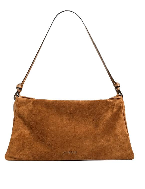Borsa a spalla wally in pelle scamosciata in marrone Staud - donna 