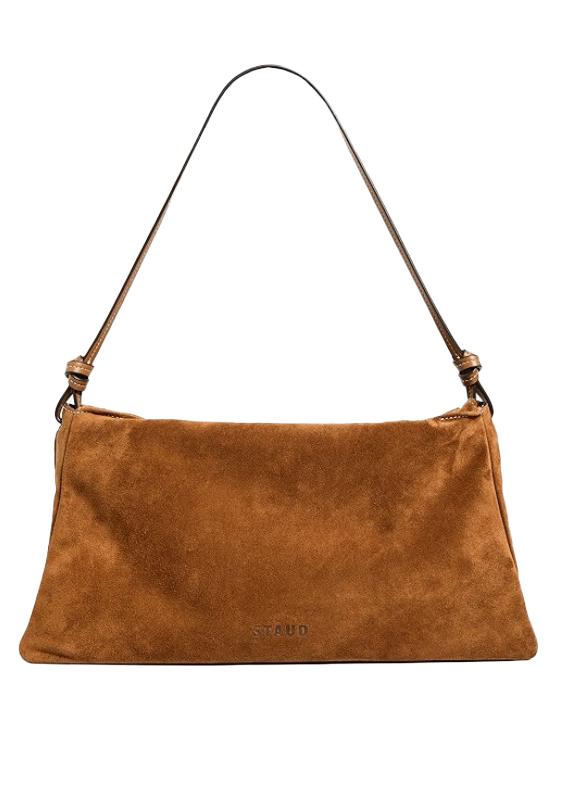 Borsa a spalla wally in pelle scamosciata in marrone Staud - donna 