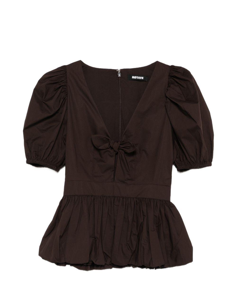 Top con maniche a sbuffo in marrone Rotate - donna 