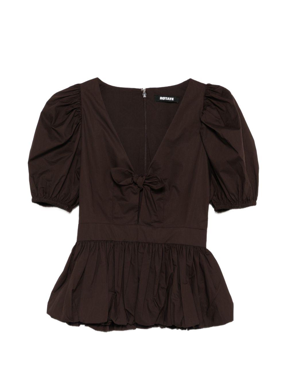 Top con maniche a sbuffo in marrone Rotate - donna 
