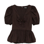 Top con maniche a sbuffo in marrone Rotate - donna 