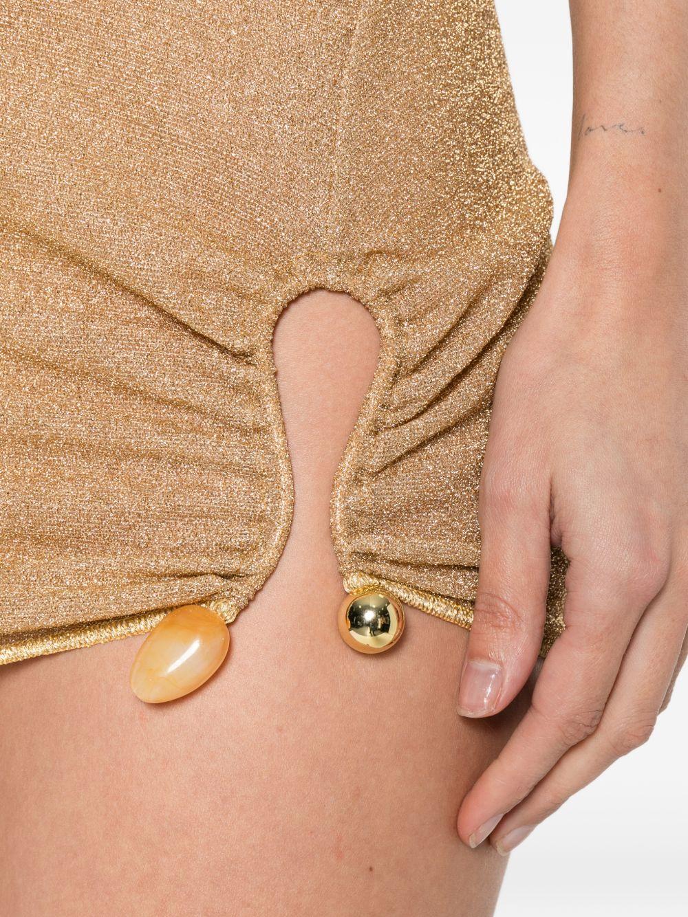 Abito corto asimmetrico in oro Oséree - donna 