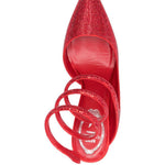 Decollete con cristalli cleo in rosso Rene caovilla - donna 