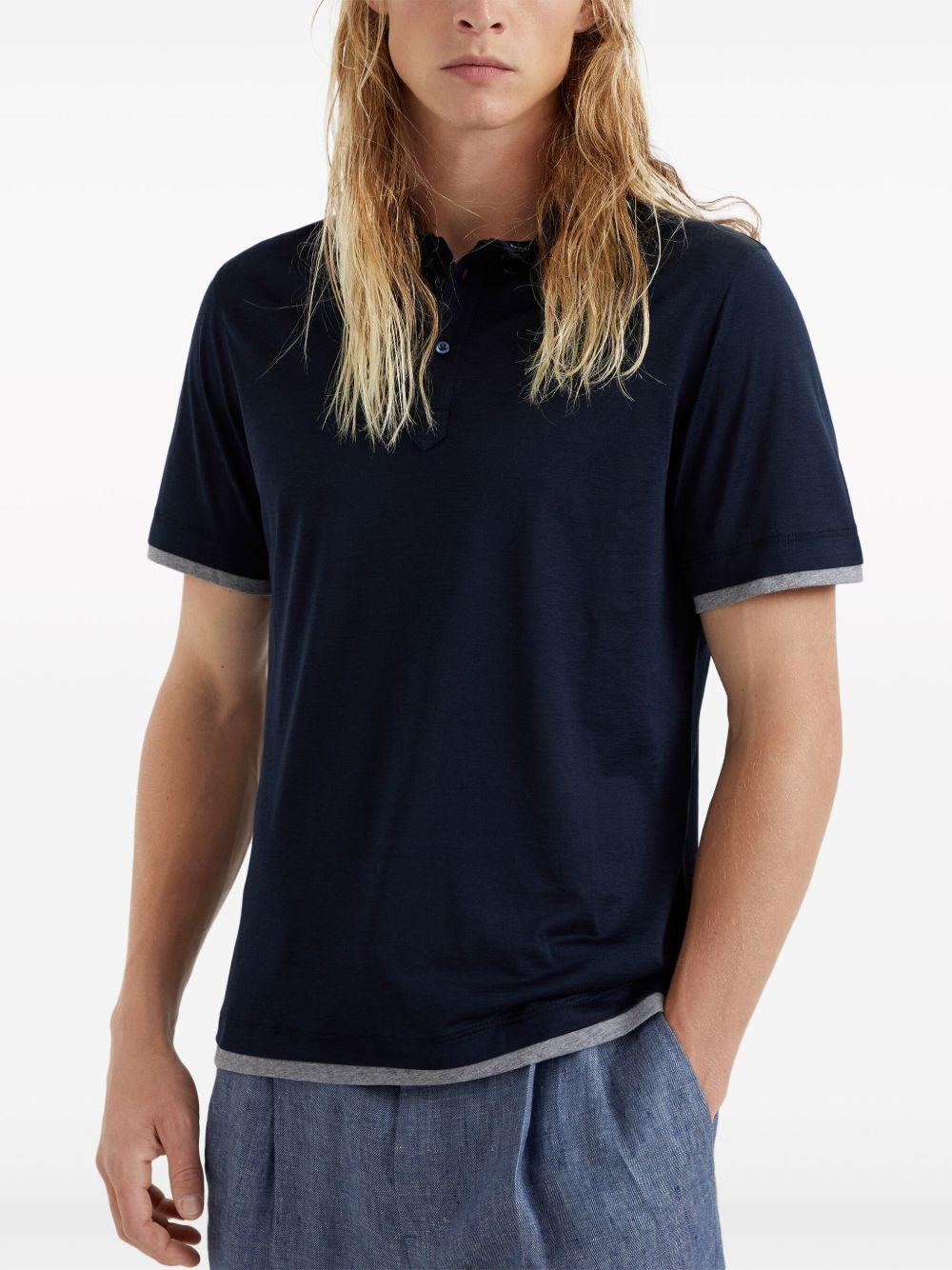 Polo a strati in blu Brunello cucinelli - uomo 
