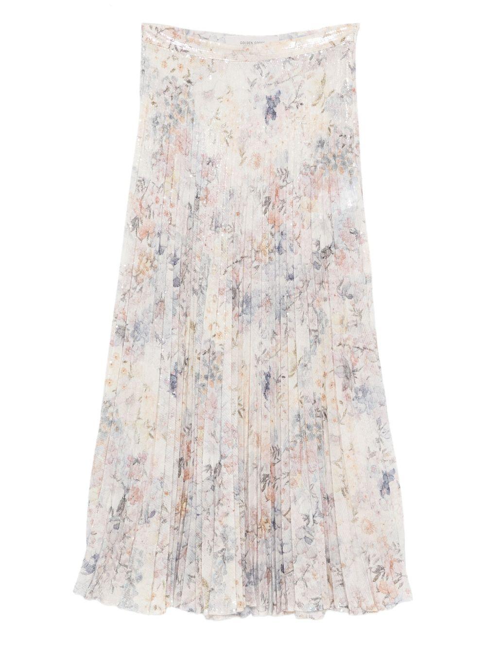 Gonna plissettata con paillettes in bianco Golden goose - donna 