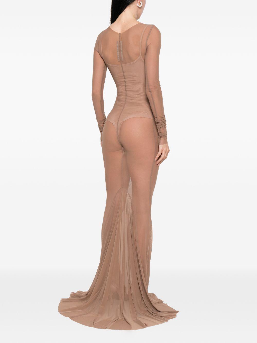 Abito maxi a pannelli temple in marrone Rick Owens - donna 